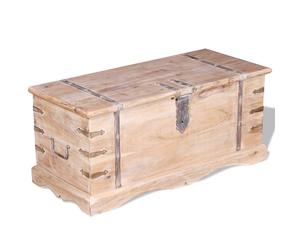 vidaXL Cofre de Almacenamiento Baúl Caja Mesa de Centro Mesita Madera Maciza Marrón claro 1 pieza