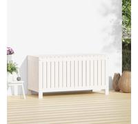 vidaXL Cofre de jardín blanco de 115x49x60 cm, madera maciza de pino - Cofre de jardín - Cofres de jardín - Caja de jardín - Caja de almacenamiento para jardín