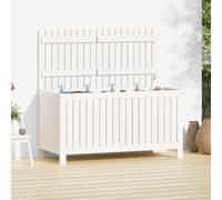 vidaXL Cofre de jardín blanco de 121x55x64 cm, madera maciza de pino - Cofre de jardín - Cofres de jardín - Caja de jardín - Caja de almacenamiento para jardín