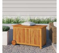 vidaXL Cofre de jardín con ruedas, 90x50x58 cm, madera maciza de acacia - Cofre para jardín - Cofres para jardín - Cofre para exteriores - Caja de almacenamiento para jardín