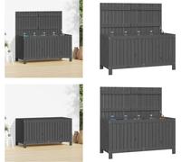vidaXL Cofre de jardín gris de 121x55x64 cm, madera maciza de pino - Cofre de jardín - Cofres de jardín - Caja de jardín - Caja de almacenamiento para jardín