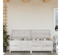 vidaXL Cofre para jardín, blanco, 198,5 x 50 x 56,5 cm, madera maciza de abeto - Cofre para jardín - Cofres para jardín - Caja de almacenamiento para exteriores - Caja para cojines para exteriores