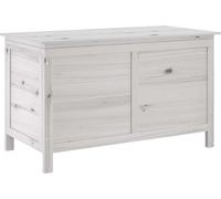 vidaXL Cofre para jardín, blanco, 99x49,5x58,5 cm, madera maciza de abeto