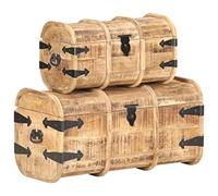 vidaXL Cofres de almacenamiento de madera maciza de mango modernos y duraderos 2 unidades