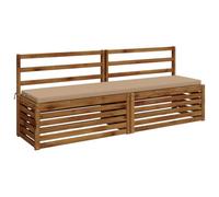 vidaXL Cojín de Banco SOEST 100% Poliéster Arena 200 x 40 x 5 cm | Resistente a UV: Protege contra daños del sol.. Sujeción segura: Incluye lazos para estabilidad.