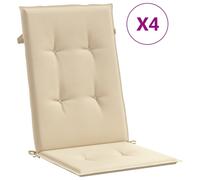 vidaXL Cojín silla de jardín respaldo alto 4 uds tela beige 120x50x3cm