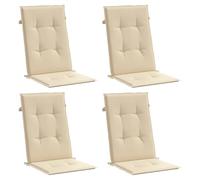 vidaXL Cojín Silla de jardín Respaldo Alto 4 uds Tela Beige 120x50x3cm