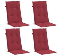 vidaXL Cojín Silla de jardín Respaldo Alto 4 uds Tela Rojo 120x50x3 cm