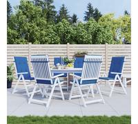 vidaXL Cojín silla de jardín respaldo alto 6 uds tela azul 120x50x3 cm