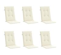 vidaXL Cojín Silla de jardín Respaldo Alto 6 uds Tela Crema 120x50x3cm