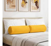 vidaXL Cojines Bolster 2 pcs Amarillo Claro Ø 25 x 70 cm Tela de pana