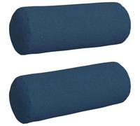 vidaXL Cojines Bolster 2 pcs Azul Ø 25 x 70 cm Tela, Cojines cilíndricos cómodos, Fundas Removibles, Almohadas Decorativas, Elementos Multiusos para el hogar