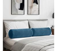 vidaXL Cojines Bolster 2 pcs Azul Ø 25 x 70 cm Tela de pana