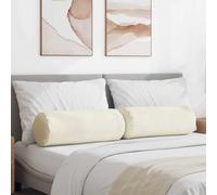 vidaXL Cojines Bolster 2 pcs Crema Ø 25 x 70 cm Tela de pana