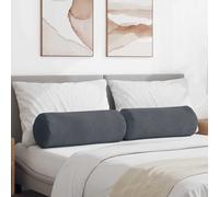 vidaXL Cojines Bolster 2 pcs Gris oscuro Ø 25 x 70 cm Tela de pana