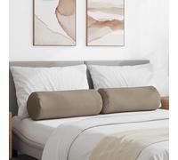 vidaXL Cojines Bolster 2 pcs Taupé Ø 25 x 70 cm Tela de microfibra