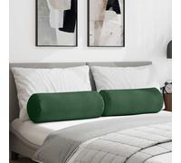vidaXL Cojines Bolster 2 pcs Verde oscuro Ø 25 x 70 cm Tela de pana