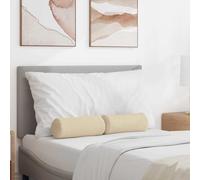 vidaXL Cojines Bolster 2 uds. tela Crema Ø 15 x 40 cm