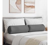 vidaXL Cojines Bolster 2 uds. tela Gris oscuro Ø 25 x 70 cm