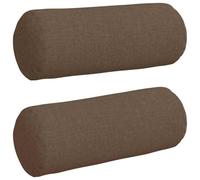vidaXL Cojines Bolster 2 pcs Marrón Ø 15 x 40 cm Tela, Cojines cilíndricos cómodos, Fundas Removibles, Almohadas Decorativas, Elementos Multiusos para el hogar