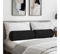 vidaXL Cojines Bolster 2 uds. tela Negro Ø 25 x 70 cm