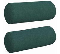 vidaXL Cojines Bolster 2 pcs Verde Oscuro Ø 15 x 40 cm Tela, Cojines cilíndricos cómodos, Fundas Removibles, Almohadas Decorativas, Elementos Multiusos para el hogar
