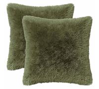 vidaXL Cojines con fundas HEERLEN, 6 unidades, color verde, tejido de forro polar de poliéster