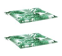 vidaXL Cojines de silla 2 uds tela estampado de hojas 50x50x4 cm Verde