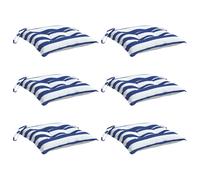 vidaXL Cojines de silla 6 uds tela Oxford rayas azul blanco 50x50x7 cm