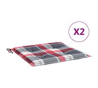vidaXL Cojines de silla de jardín 2 uds tela Oxford 50x50x3 cm en color Crema/Estampados cuadros grises/Estampado cuadros rojos | cómodas modernas ergonómicas para comedor cocina salón hogar