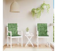 vidaXL Cojines de silla de respaldo bajo 2 uds tela estampado de hojas