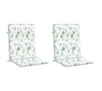 vidaXL Cojines de Silla de Respaldo bajo 2 uds Tela Estampado de Hojas, cojín, cojín para Silla, cojín para Asiento, cojín para sillón