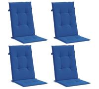 vidaXL Cojín Silla de jardín Respaldo Alto 4 uds Tela Azul 120x50x3 cm