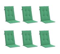 vidaXL Cojín Silla de jardín Respaldo Alto 6 uds Tela Verde 120x50x3cm