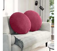 vidaXL Cojines para asiento, 2 unidades, terciopelo, color burdeos, diámetro 80 cm x 29 cm