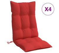vidaXL Cojines para asiento de respaldo alto, juego de 4 unidades, color rojo, tejido Oxford