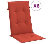 vidaXL Cojines para asiento de respaldo alto, juego de 6 unidades, color melange rojo, 120x50x4 cm, tela