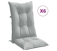 vidaXL Cojines para asiento de respaldo alto, juego de 6 unidades, mezcla de colores gris claro, 120x50x7 cm, tela