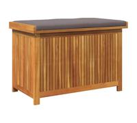 vidaXL Cofre para cojines 90x50x60,5 cm madera maciza acacia Blanco crema/Gris oscuro
