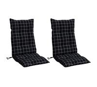 vidaXL Cojines para silla respaldo alto 2 uds tela a cuadros negro