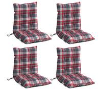 vidaXL Cojines para silla respaldo bajo 4 uds tela Oxford cuadros rojo