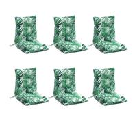 vidaXL Cojines para silla respaldo bajo 6 uds tela estampado de hojas