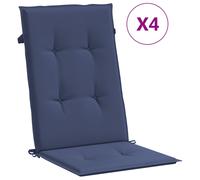 Vidaxl Cojines para Sillas con Respaldo Alto 4 Uds Tela 120 X 50 X 3 Cm - Color Rojo Vino Tinto - Estampado de Hojas - Azul y Blanco - Cojín Decorativo de Asiento - Cojines de Muebles de Salon Navy bl