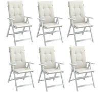 vidaXL Cojines para silla respaldo alto 6 uds tela crema melange 120x50x4 cm