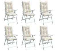 vidaXL Cojines silla respaldo alto 6 uds tela crema melange 120x50x7cm