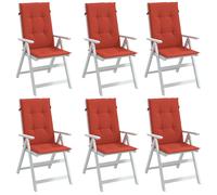 vidaXL Cojines para asiento de respaldo alto, juego de 6 unidades, color melange rojo, 120x50x4 cm, tela