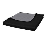 vidaXL Colcha Acolchada a Doble Cara Negro Gris 220x240 cm