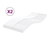 vidaXL Colchones de espuma 2 uds 7 zonas dureza 20ILD blanco 80x200 cm