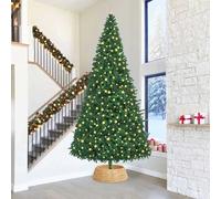 vidaXL Collar para árbol de Navidad Marrón 90 x 90 x 28 cm, Adorno Moderno Redondo para Navidad, Base para árbol, Accesorio Chic, Decoraciones para Sala en Fiestas