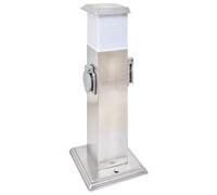 vidaXL Columna de jardín con enchufes y lámpara, acero inoxidable, tomas de corriente